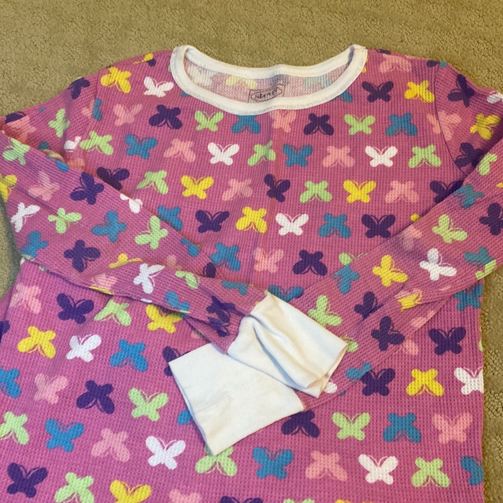 Girls XL Steve pink butterflies thermal underwear